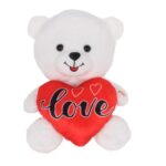 10" WHITE BEAR LOVE HEART WITH SINGING "I LOVE YOU" & LIGHT UP CHEEKS <br> ITEM: 23014