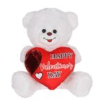14" HAPPY VALENTINE'S DAY WHITE BEAR WITH SINGING & LIGHT UP CHEEKS<br> ITEM: 23038