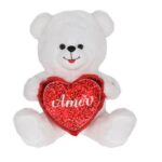 16" WHITE BEAR AMOR HEART, SINGING & LIGHT UP CHEEKS <br> ITEM: 23055
