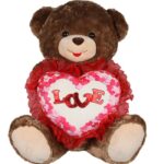 42" DARK BROWN BEAR WITH HEART, SINGING & LIGHT UP CHEEKS <br> ITEM: 23097
