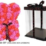30" RED/HOT PINK ROSE BEAR   <br>           ITEM: 9916