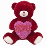 39" RED BEAR WITH ROSE HEART3<br> ITEM: 9883