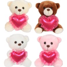 6" MIXED BEAR WITH PINK HEART <BR> ITEM:10076