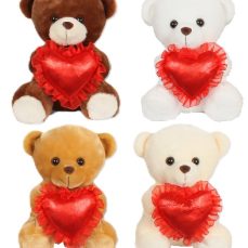 8" BEAR W/RED HEART. COFFEE,CR,WH, BW <BR> ITEM:10078