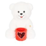 12" WHITE BEAR W/HOLDER <BR> ITEM:23182