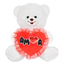 14" WHITE BEAR - AMOR <BR> ITEM:23188
